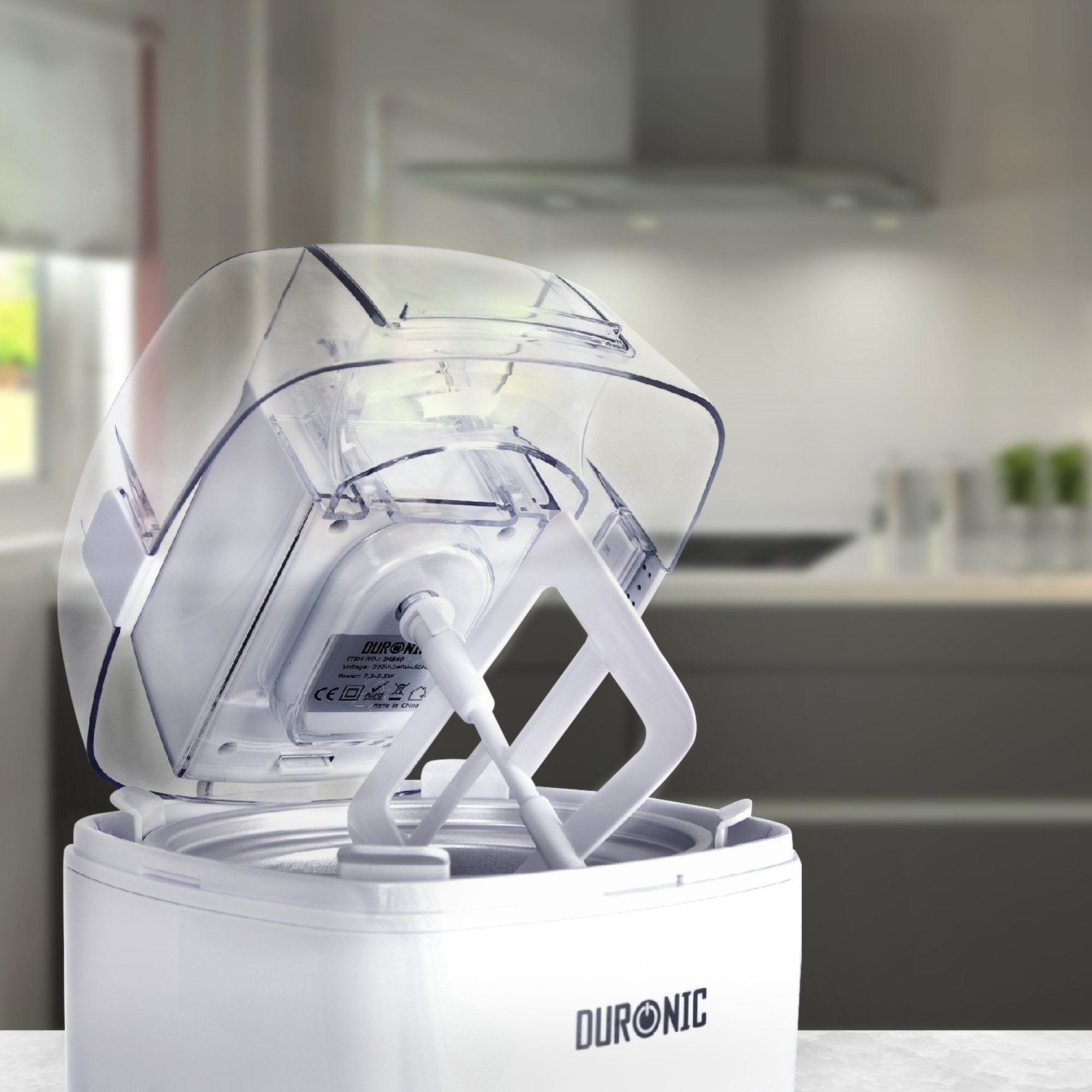 Duronic IM540 Heladera con bol de congelación de 1.5L para hacer helados en 15 a 30 min | Gran potencia | Incluye pala y accesorios | Desmontable y facil de limpiar | Helados caseros sorbete y yogur