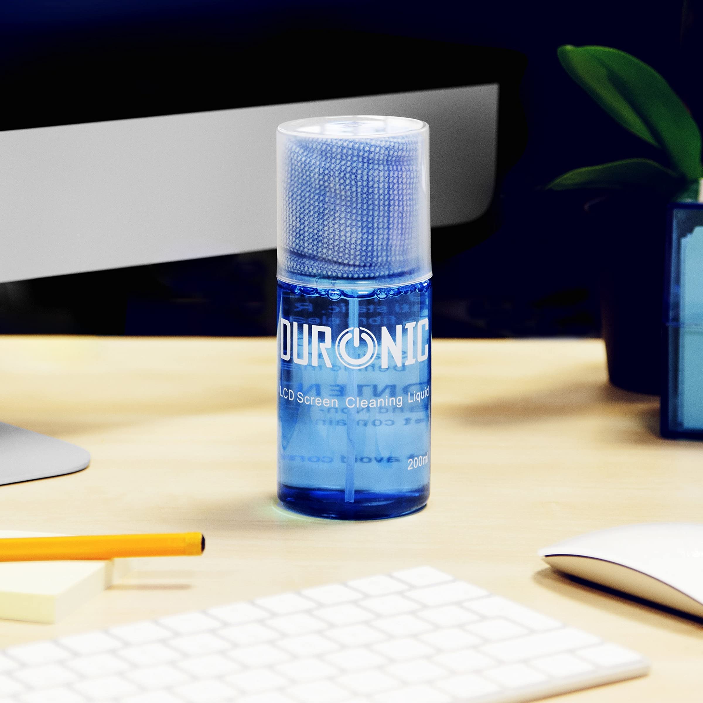 Duronic SCK102 Kit de 2 Sprays Limpiadores de 200ml para Pantallas Cámaras Gafas + Paño de microfibras | LCD TFT LED Plasma OLED 4K TV iPad Smartphones | Kit de 2 Esprays y paño de Microfibra