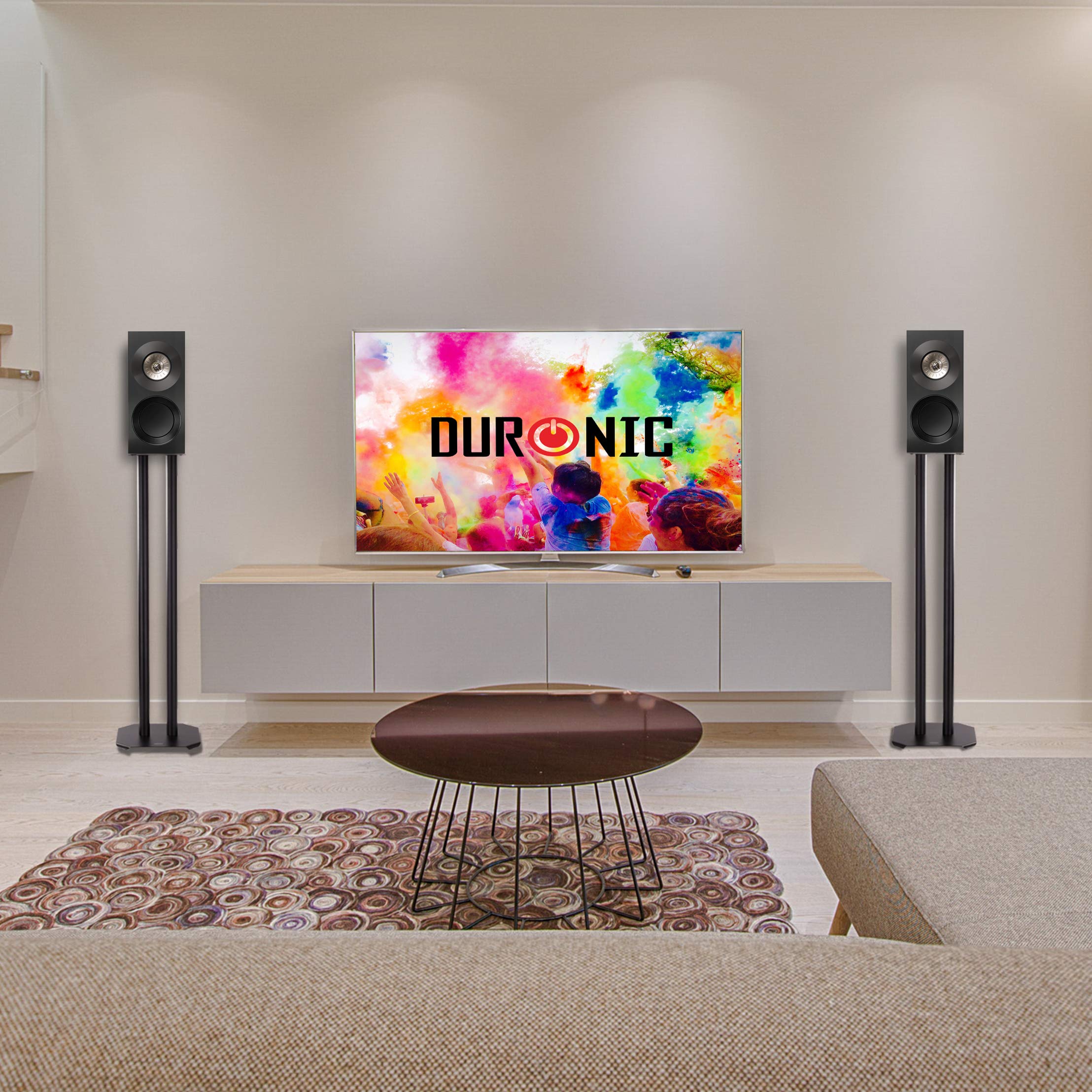 Duronic SPS1022 60 Pie para Altavoz Soporte para Altavoces de 60 cm de Altura | Estabilidad con Arena y Conos antivibración | Compatibilidad Universal con Altavoces HiFi Estéreo Home Cinema 5.0