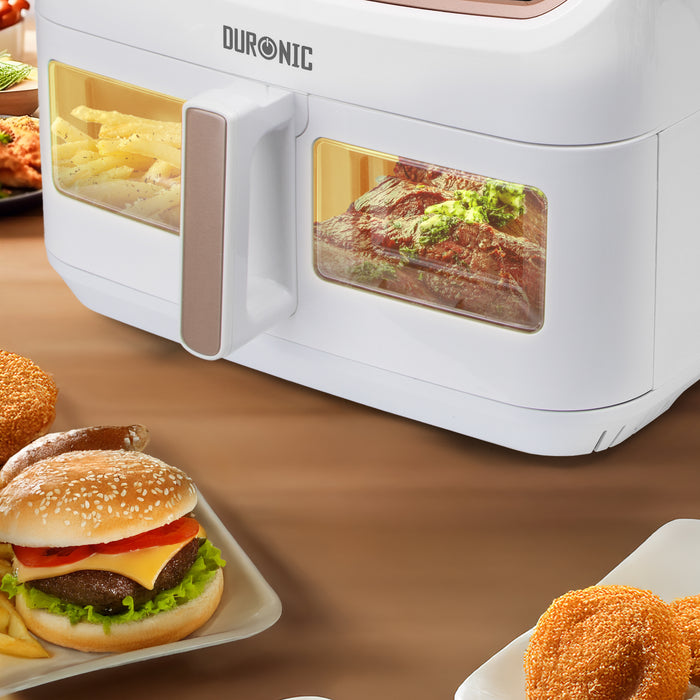 Duronic AFD1 WE Gran bandeja de cocción de 10L para freidora de aire Duronic AF24 | Contenedor de freidora de aire de doble zona | Opción Sync Cook | Solo Cajón, freidoras AF24 AF34 no incluidas