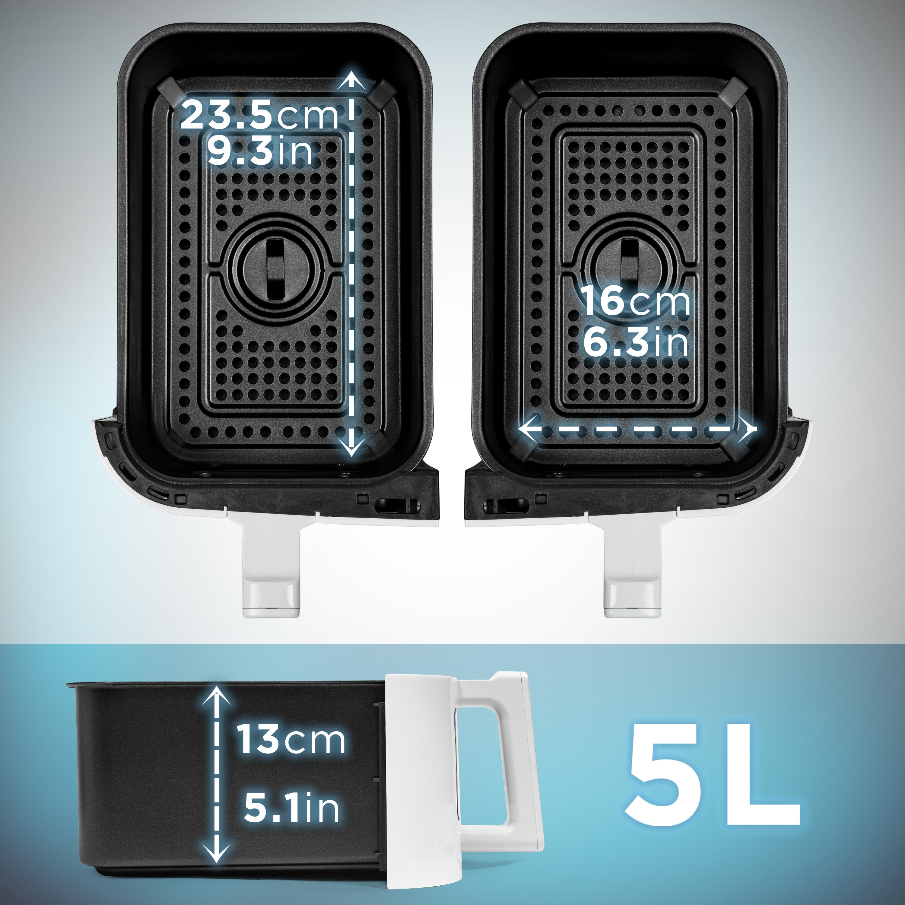 Duronic AFD2 WE 2 cestas de cocción de 5 litros Cada una Compatible únicamente con freidora de Aire Modelos AF14, AF24 y AF34. Cajón de cocción para Airfryer
