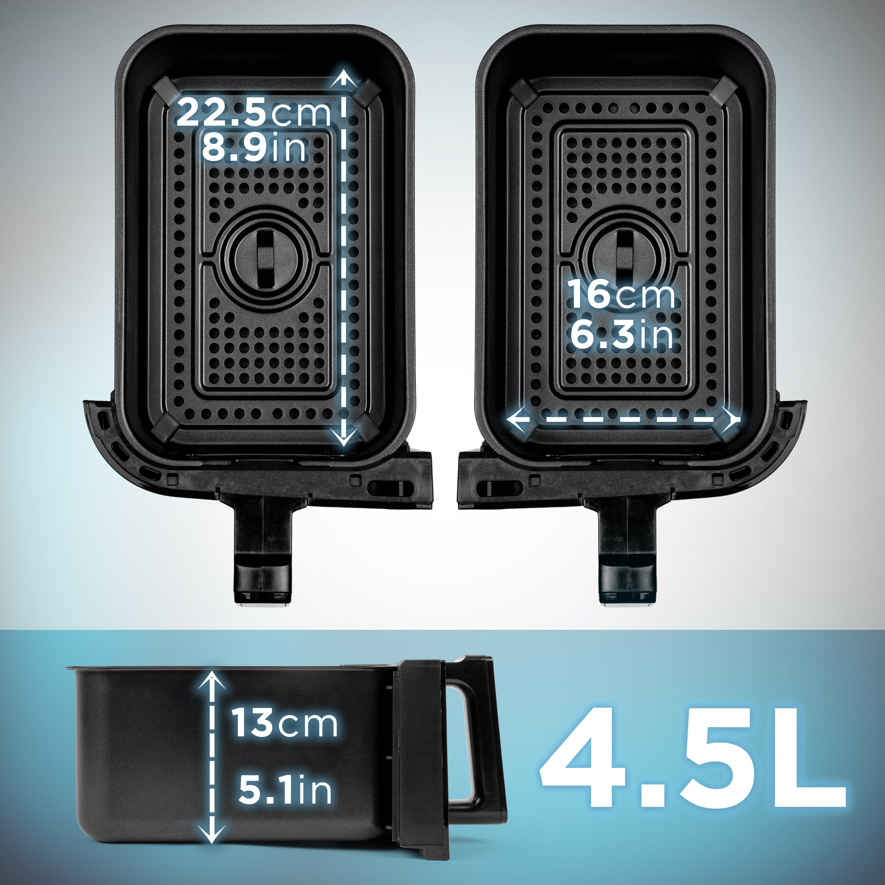 Duronic AFD2 BK 2 cestas de cocción de 4,5 litros Cada una Compatible únicamente con freidora de Aire Modelos AF14, AF24 y AF34. Cajón de cocción para Airfryer (Copy)