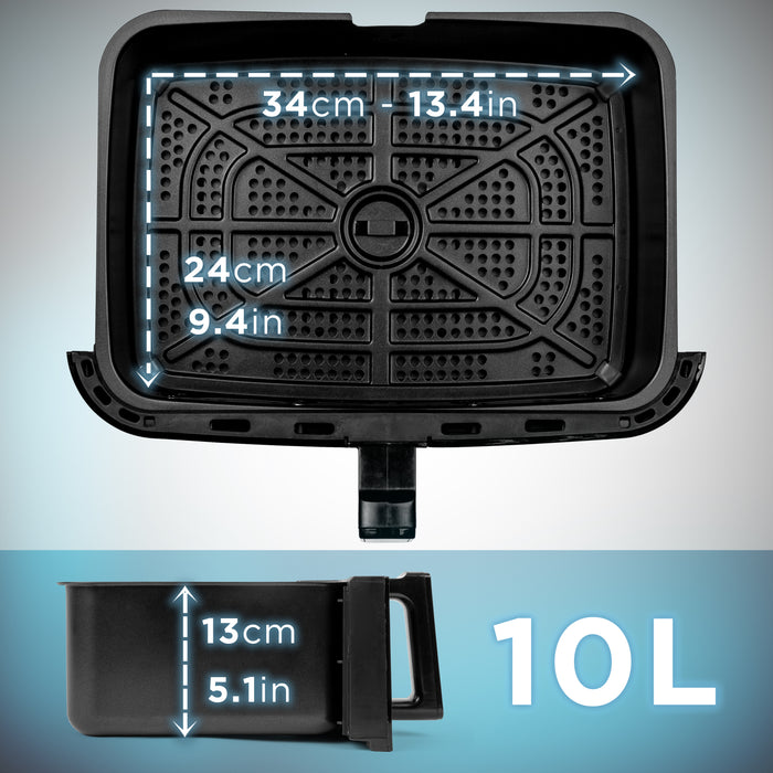 Duronic AFD1 BG Gran bandeja de cocción de 10L para freidora de aire Duronic AF24 | Contenedor de freidora de aire de doble zona | Opción Sync Cook | Solo Cajón, freidoras AF24 AF34 no incluidas
