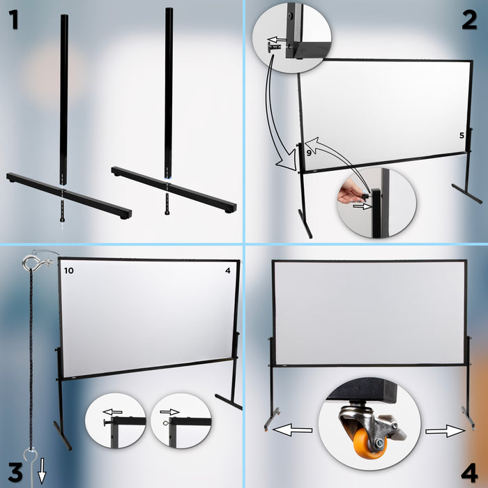 Duronic BD-SFPS100 16:9 Pantalla de proyección de 100 Pulgadas para proyector - Lona de proyección 4K Full HD 3D, Noche de Cine, Oficinas, Salas Conferencias, Aulas Escolares, Montaje Pared o Trípode