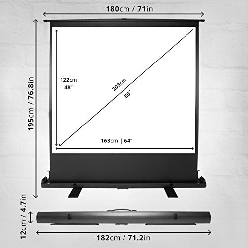 Duronic FPS80 43 Pantalla para Proyector con Pie de Apoyo 80 | Formato 4:3 | Full HD y 3D | Antiarrugas y Sistema de Suspensión Transportable