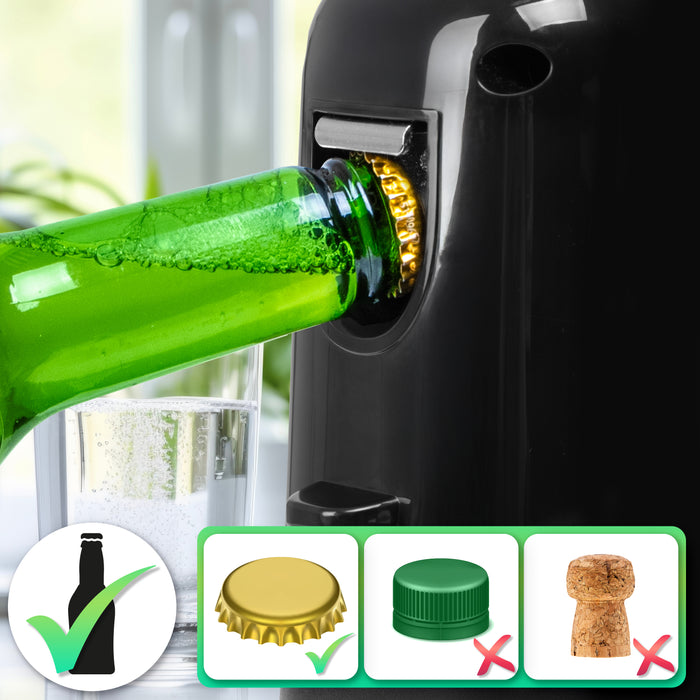 Duronic CO40 BK Abrelatas Eléctrico 50W - Abre Latas de Conserva Automático con Afilador de Cuchillos y Abrebotellas, Permite Retirar Tapones de Botellas y Latas