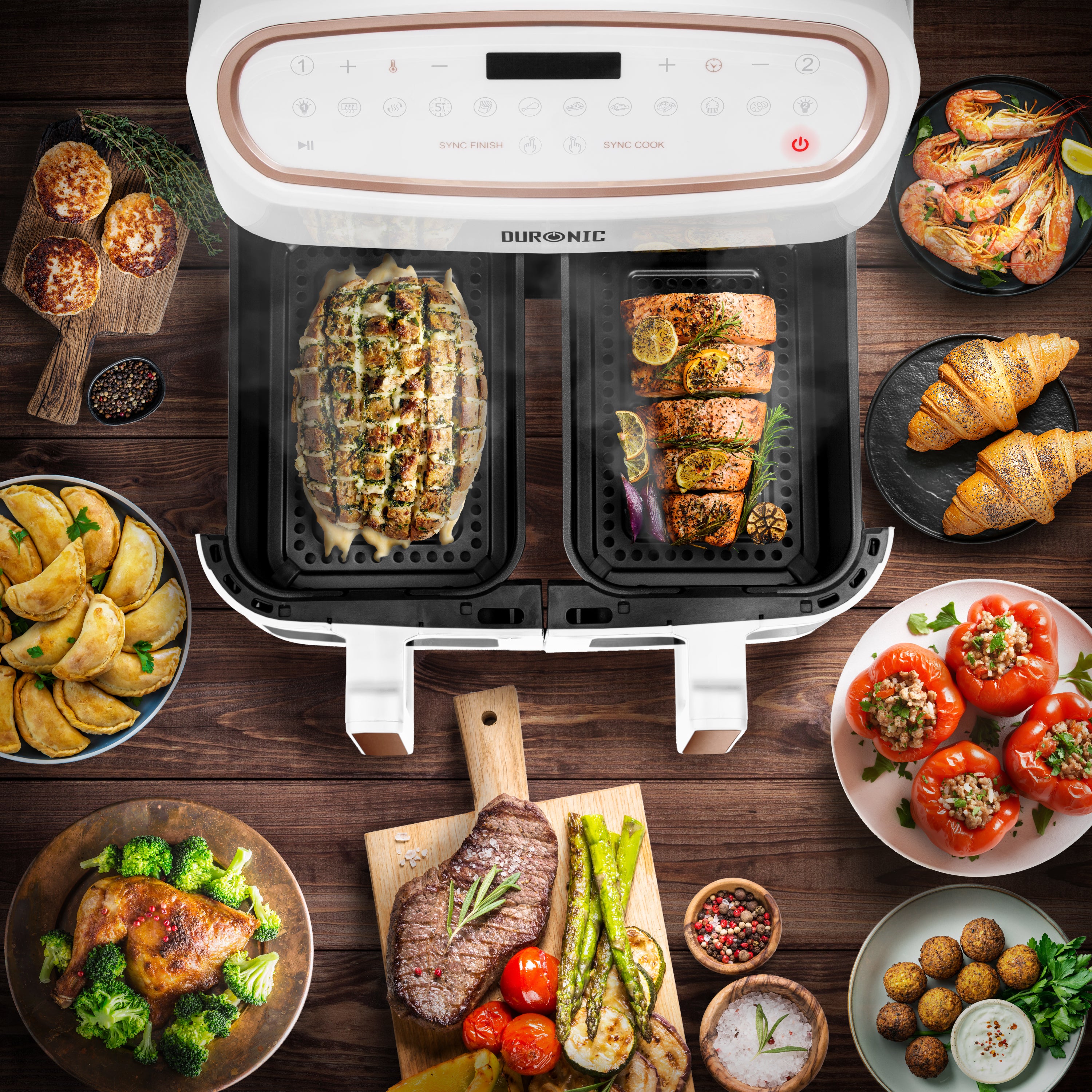 Duronic AFD2 WE 2 cestas de cocción de 5 litros Cada una Compatible únicamente con freidora de Aire Modelos AF14, AF24 y AF34. Cajón de cocción para Airfryer