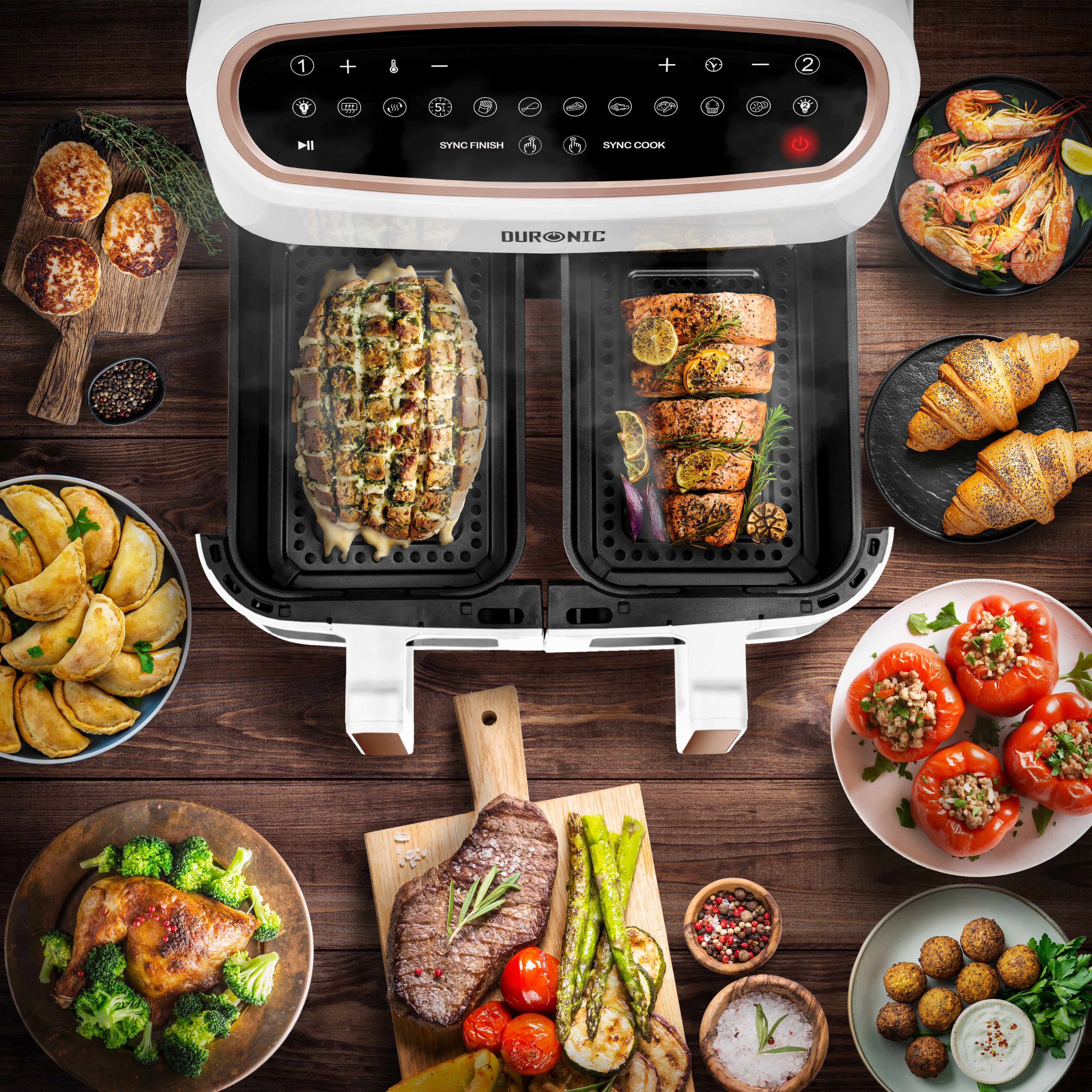 Duronic AFD2 WE 2 cestas de cocción de 5 litros Cada una Compatible únicamente con freidora de Aire Modelos AF14, AF24 y AF34. Cajón de cocción para Airfryer