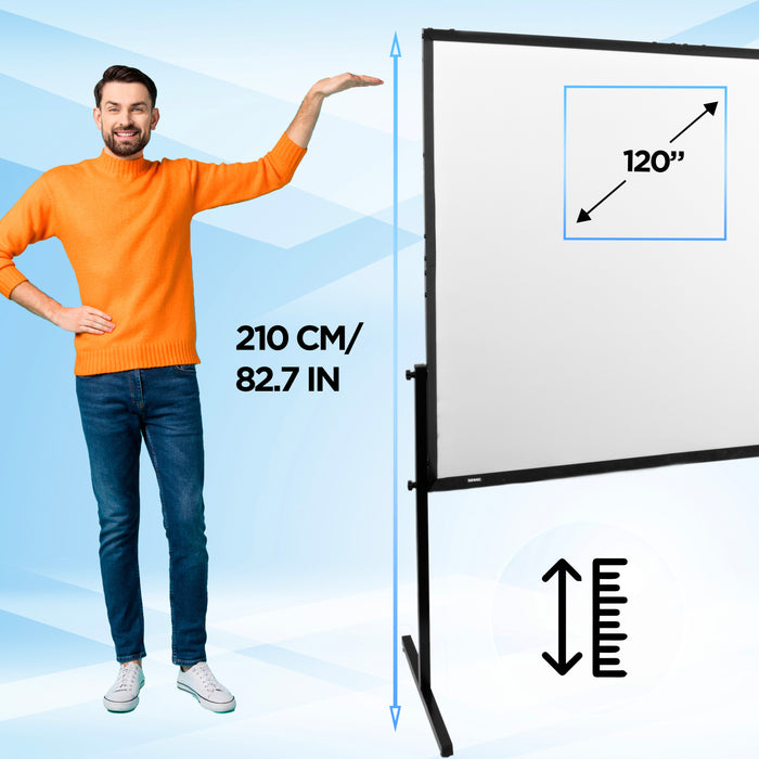Duronic BD-SFPS120 16:9 Pantalla de proyección de 120 Pulgadas para proyector - Lona de proyección 4K Full HD 3D, Noche de Cine, Oficinas, Salas Conferencias, Aulas Escolares, Montaje Pared o Trípode