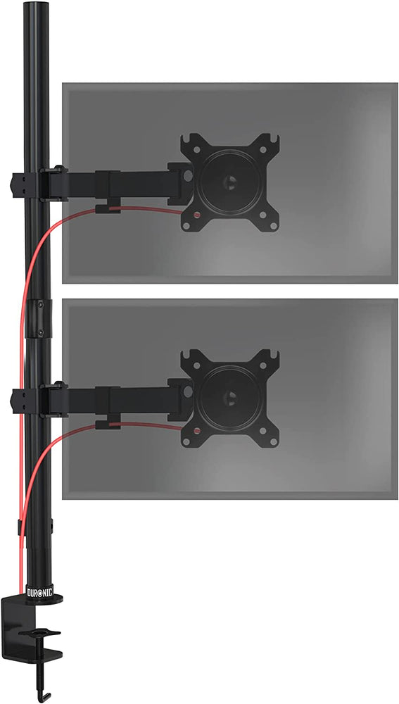 Duronic DMT152VX1 BK Brazo para Monitor | para 2 Pantallas de 13 a 32" y 8 kg de Capacidad | Cabezal VESA 75 y 100 Giratorio e inclinable -90 °+ 35 °| 100cm de Altura Ajustable | Brazo Extensible