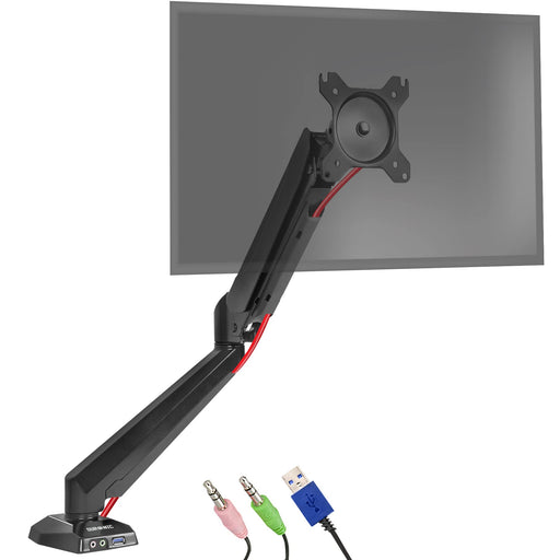 Duronic DMUSB5X1 Brazo para Monitor de 15" a 27" de 8kg y 1 Pantalla con Muelle de Gas | Entrada USB y Entrada para Auriculares y Micrófono | Altura ajustable Rotación horizontal y Gestion de cableado