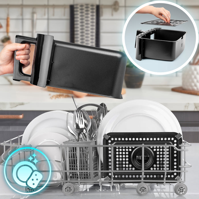 Duronic AFD1 BG Gran bandeja de cocción de 10L para freidora de aire Duronic AF24 | Contenedor de freidora de aire de doble zona | Opción Sync Cook | Solo Cajón, freidoras AF24 AF34 no incluidas