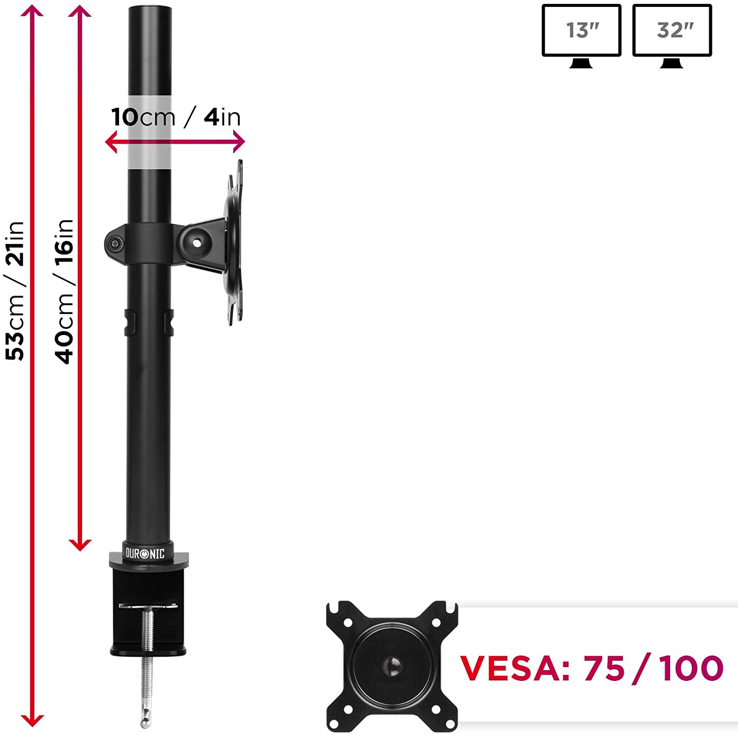 Duronic DM151X1 Brazo para Monitor | para Pantalla de 13 a 32