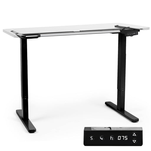 Duronic TM12 BK Escritorio de oficina para Ordenador y Portátil | Altura ajustable 71cm a 116cm | 2 niveles | Función memoria y motor de elevación | Estación de trabajo ergonómica regulable | Negro