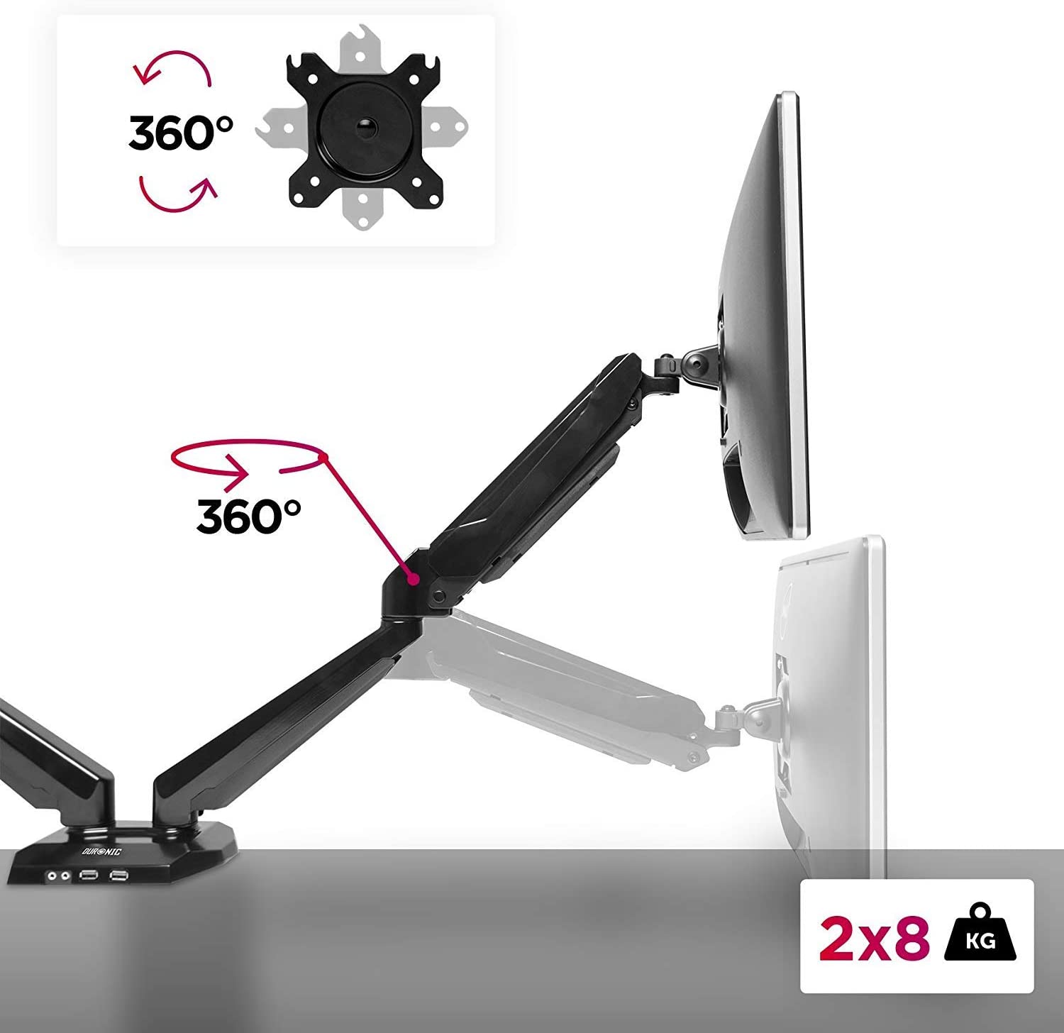 Duronic DMUSB5X2 Brazo para Monitor de 15