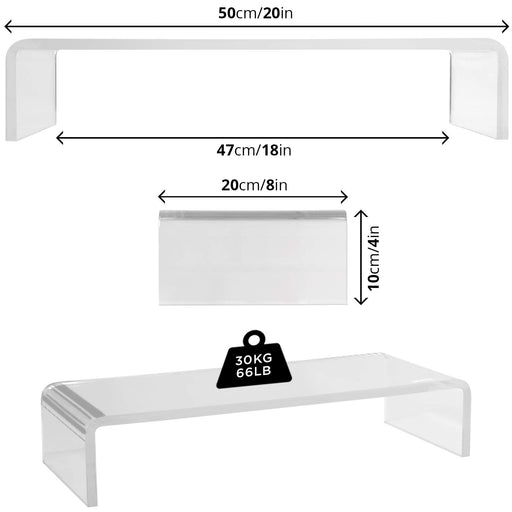 Duronic DM053 Elevador de Monitor |Superficie de 50 x 20 cm | Hasta 30 kg y Patas Regulables Antideslizantes | Metacrilato Blanco | Soporte Ergonomico Plataforma de Ordenador Portátil TV Elevador