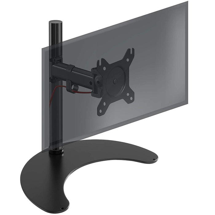 Duronic DM25D1 BK Brazo para Monitor de 13 a 27" de hasta 8kg | Con brazo extensible de 19cm | Altura Poste 40 cm y Base Fija | Cabezal VESA 75 y 100 Giratorio e Inclinable | Soporte TV LCD Ordenador