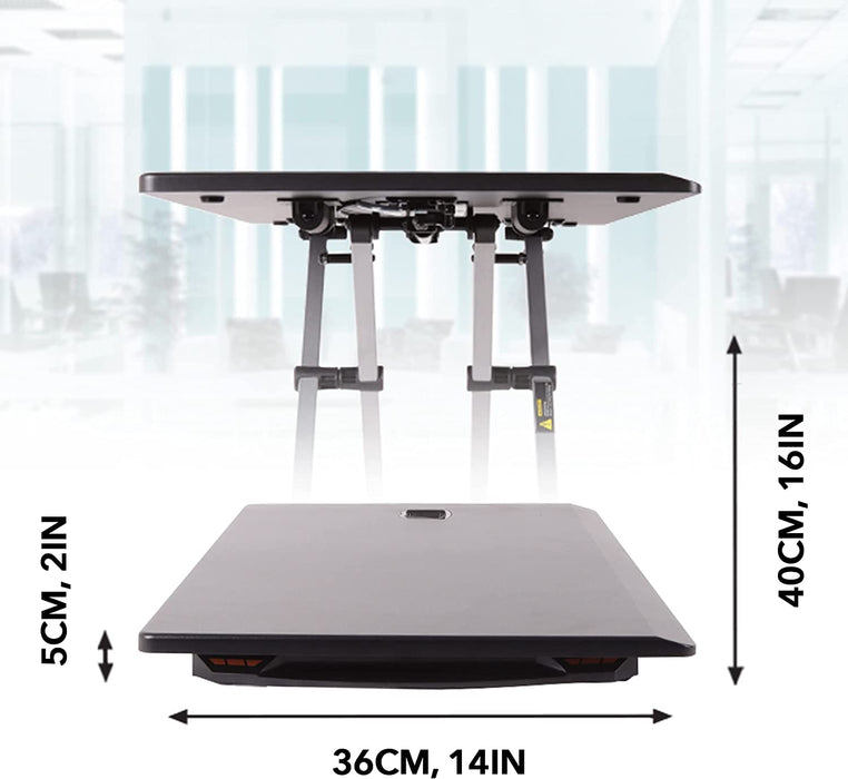 Duronic DM05D11 BK Mesa para ordenador | Escritorio Ajustable de 6 a 42 cm | Hasta 8 kg | Ranura y bandeja para teclado | Mesa gaming ergonómica para Monitor | Trabaja de pie y sentado