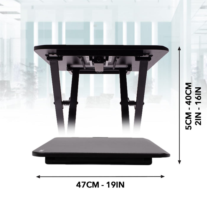 Duronic DM05D24 BK Mesa para ordenador | Escritorio Ajustable de 15 a 49cm | Superficie de 74x47cm | Hasta 10 kg | Bandeja para teclado | Mesa gaming ergonómica para Monitor | Trabaja de pie y sentado