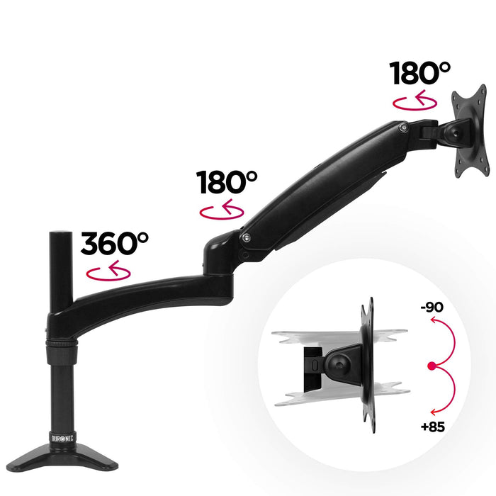 Duronic DM551X2 Brazo para Monitor de 15" a 27" de 7.8Kg máx cada | Altura 30cm Ajustable Cabezal VESA 75 y 100 Giratorio Inclinable -90°+85° | Brazo Extensible 32cm | Soporte para Monitor TV PC