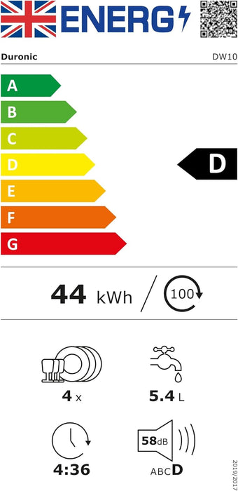 Duronic DW10 BK Lavavajillas pequeño - Lavavajillas Portatil sin Instalacion, Mini lavavajillas compacto, Maquina de Lavar Loiça, 5 programas para Vajilla y Fruta, 950W, Secado rápido, 52.3 dB