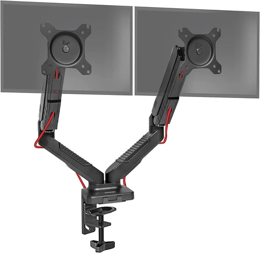 Duronic DMDC52 Brazo para Monitor de 15 y 27" para 2 pantallas de 6.5kg cada | Resorte de Gas y Altura Ajustable hasta 40cm | Rotación de 360° 360° 180° y Cabezal VESA 75 Y 100 Inclinable -90°+85°