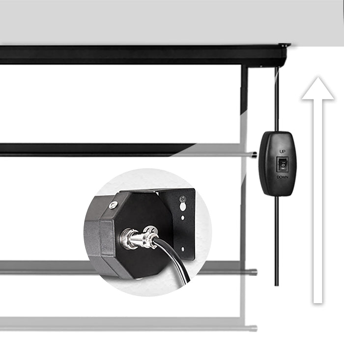 Duronic EPS115 169 Pantalla para Proyector 119" | Motorizada y Formato 16:9 | Enrollable con Fijación de Pared y Techo | Barra de peso Antiarrugas | Full HD y 3D Alta Definición