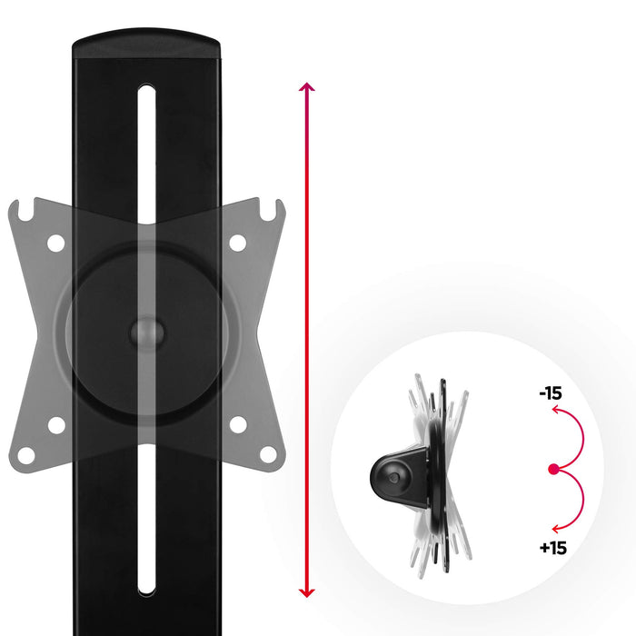 Duronic DM12D1 Brazo para Monitor de 17-27 " | Altura Ajustable y hasta 8 kg | Soporte ergonómico | Cabezal y fijación VESA 75 y 100 | Cabezal Inclinable de +15° y -15° y Rotación de 360°