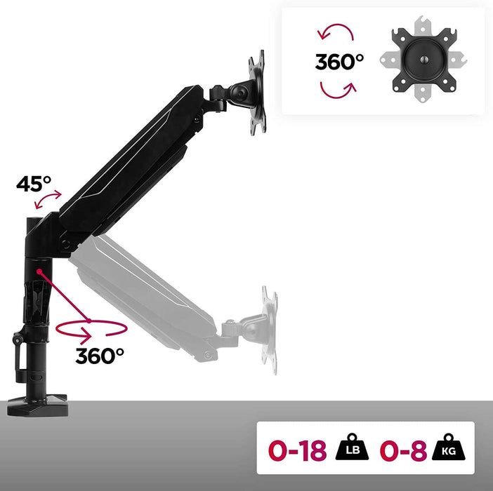 Duronic DMG52 Brazo para Monitor para 2 pantallas de 15 y 27" y de 8 kg cada | Sistema de Resorte a Gas | Altura Ajustable 30 cm | Cabezal VESA 75 y 100 Inclinable y Rotatorio | Brazo de hasta 58 cm