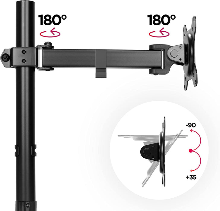 Duronic DMT152VX1 BK Brazo para Monitor | para 2 Pantallas de 13 a 32" y 8 kg de Capacidad | Cabezal VESA 75 y 100 Giratorio e inclinable -90 °+ 35 °| 100cm de Altura Ajustable | Brazo Extensible