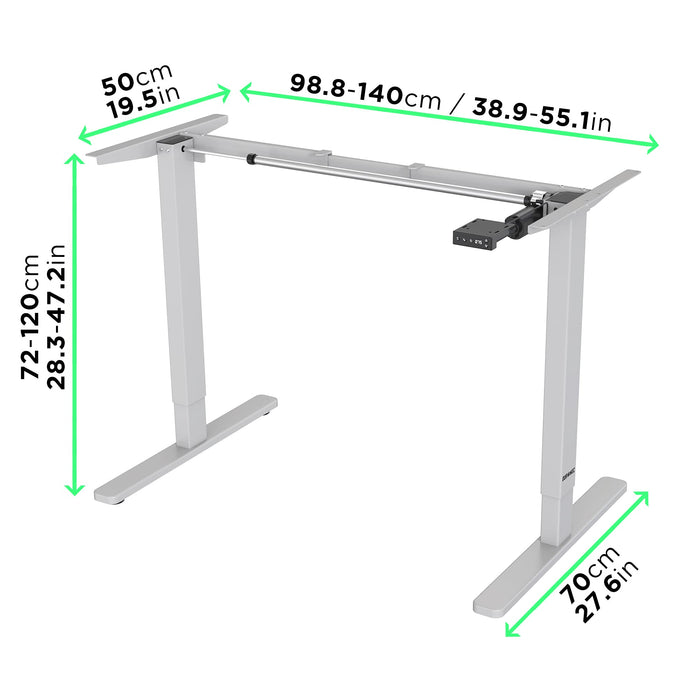 Duronic TM12 GY Escritorio de oficina para Ordenador y Portátil | Altura ajustable 71cm a 116cm | 2 niveles | Función memoria y motor de elevación | Estación de trabajo ergonómica regulable | Gris