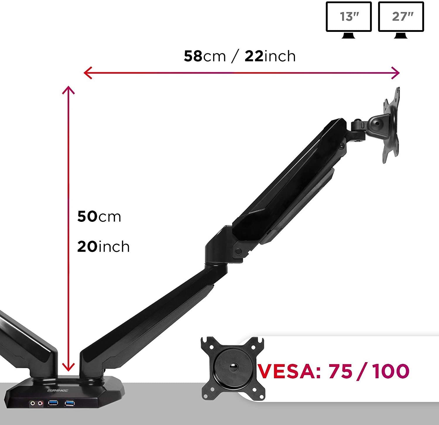 Duronic DMUSB5X2 Brazo para Monitor de 15