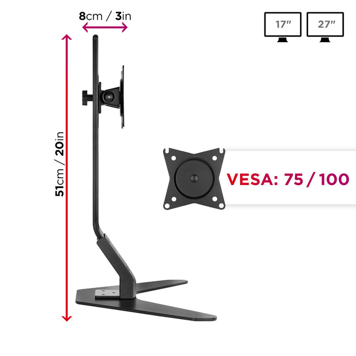 Duronic DM12D1 Brazo para Monitor de 17-27 " | Altura Ajustable y hasta 8 kg | Soporte ergonómico | Cabezal y fijación VESA 75 y 100 | Cabezal Inclinable de +15° y -15° y Rotación de 360°