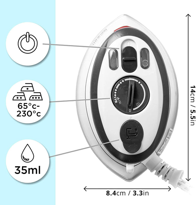 Duronic SI3 WE Plancha de Viaje Mini con función Vapor | Potencia 400 W y 110V-230V | Ligera y Compacta | Estuche de Transporte y Accesorios Incluidos | Planche su Ropa en Todas Partes | Color Blanco