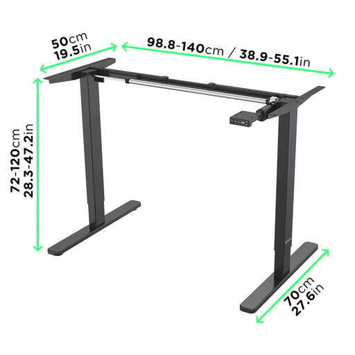 Duronic TM12 BK Escritorio de oficina para Ordenador y Portátil | Altura ajustable 71cm a 116cm | 2 niveles | Función memoria y motor de elevación | Estación de trabajo ergonómica regulable | Negro