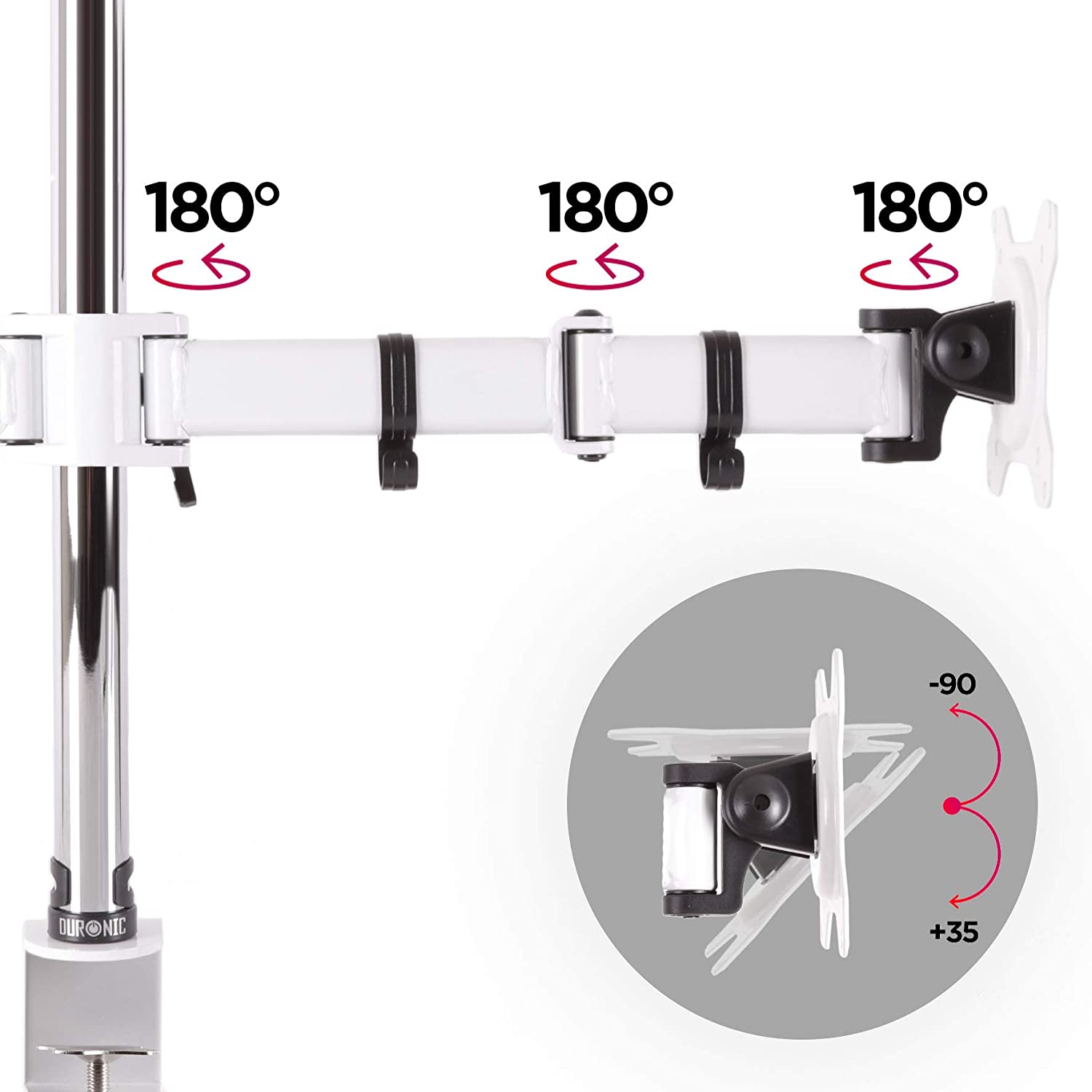 Duronic DM252 WE Brazo para Monitor Soporte con Doble Brazo para 2 Pantallas de 13