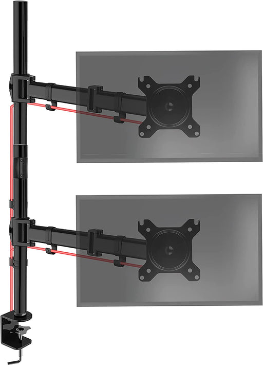 Duronic DMT252VX2 BK Brazo para Monitor de 13" a 32" de 8Kg máximo | Cabezal VESA 75 y 100 Giratorio e Inclinable -90°+ 35°| Altura Ajustable 100 cm |Brazo Extensible | Soporte TV LED LCD