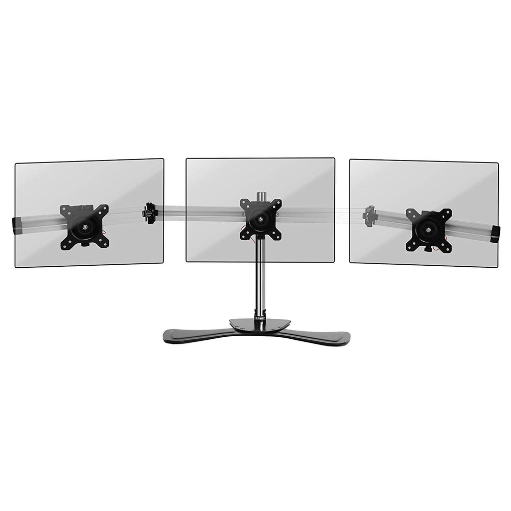 Duronic DM753 Brazo para Monitor triple 3 monitores de 15" a 27" para 3 Pantallas de 8kg cada máx | Cabezal VESA 75 y 100 Inclinable ±15°| Altura Ajustable 40cm | Brazo de 128 cm con Rotacion de 360°