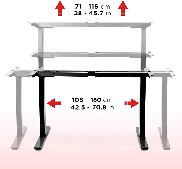 Duronic TM22 BK Escritorio de oficina para Ordenador y Portátil | Altura ajustable 71cm a 116cm 2 niveles | Función memoria y doble motor de elevación | Estación de trabajo ergonómica | Negro