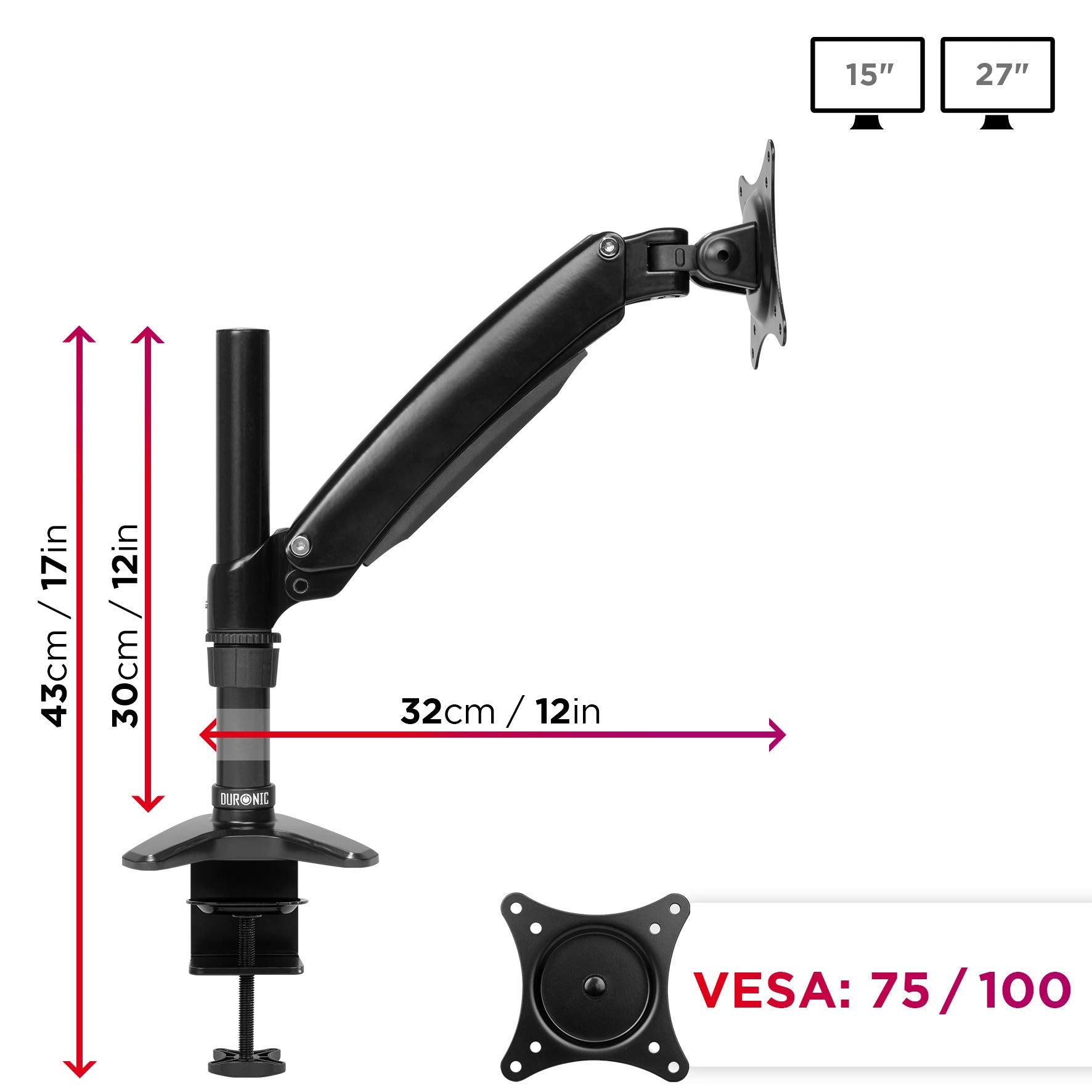 Duronic DM551X1 BK Brazo para Monitor de 15