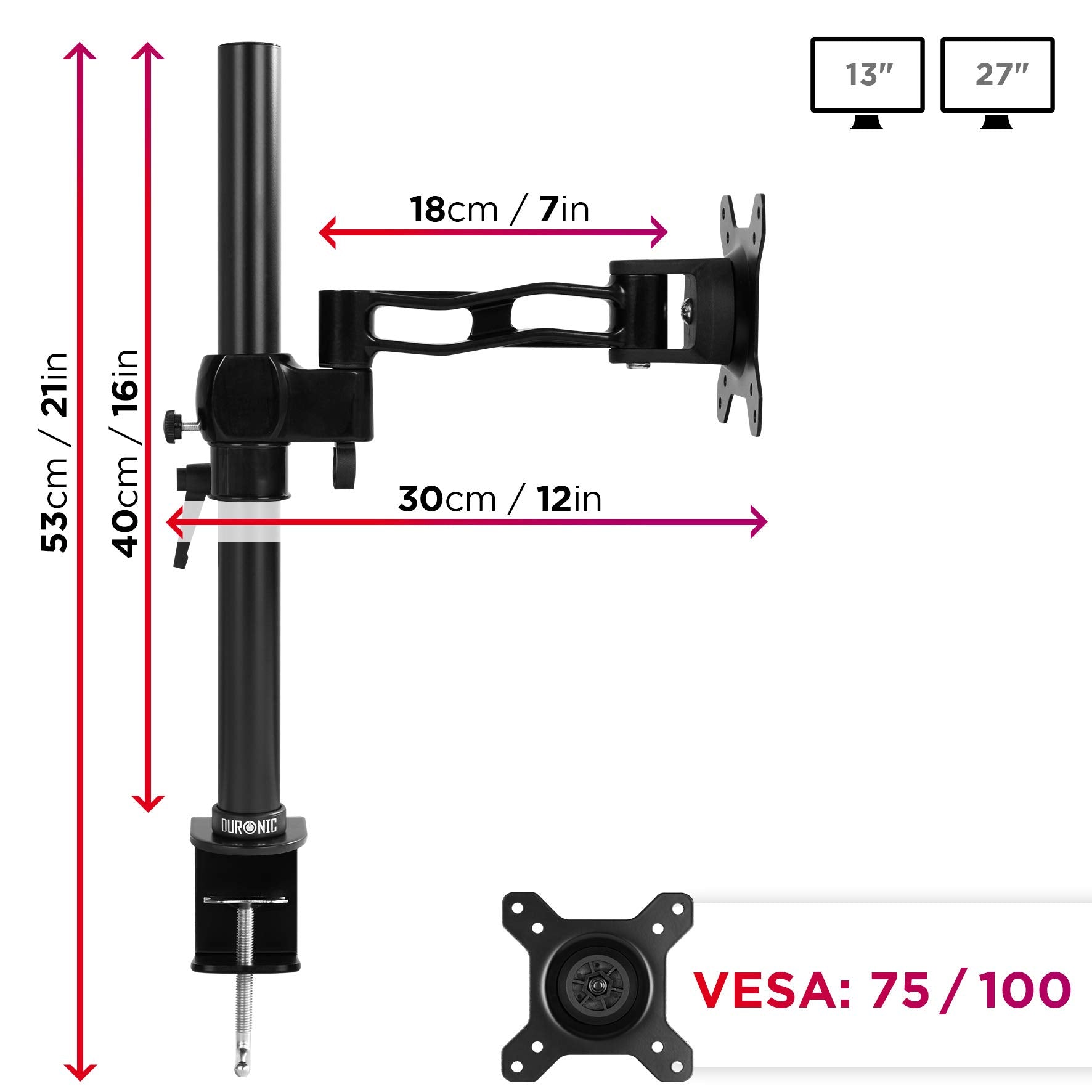 Duronic DM351X2 BK Brazo para Monitor de 13