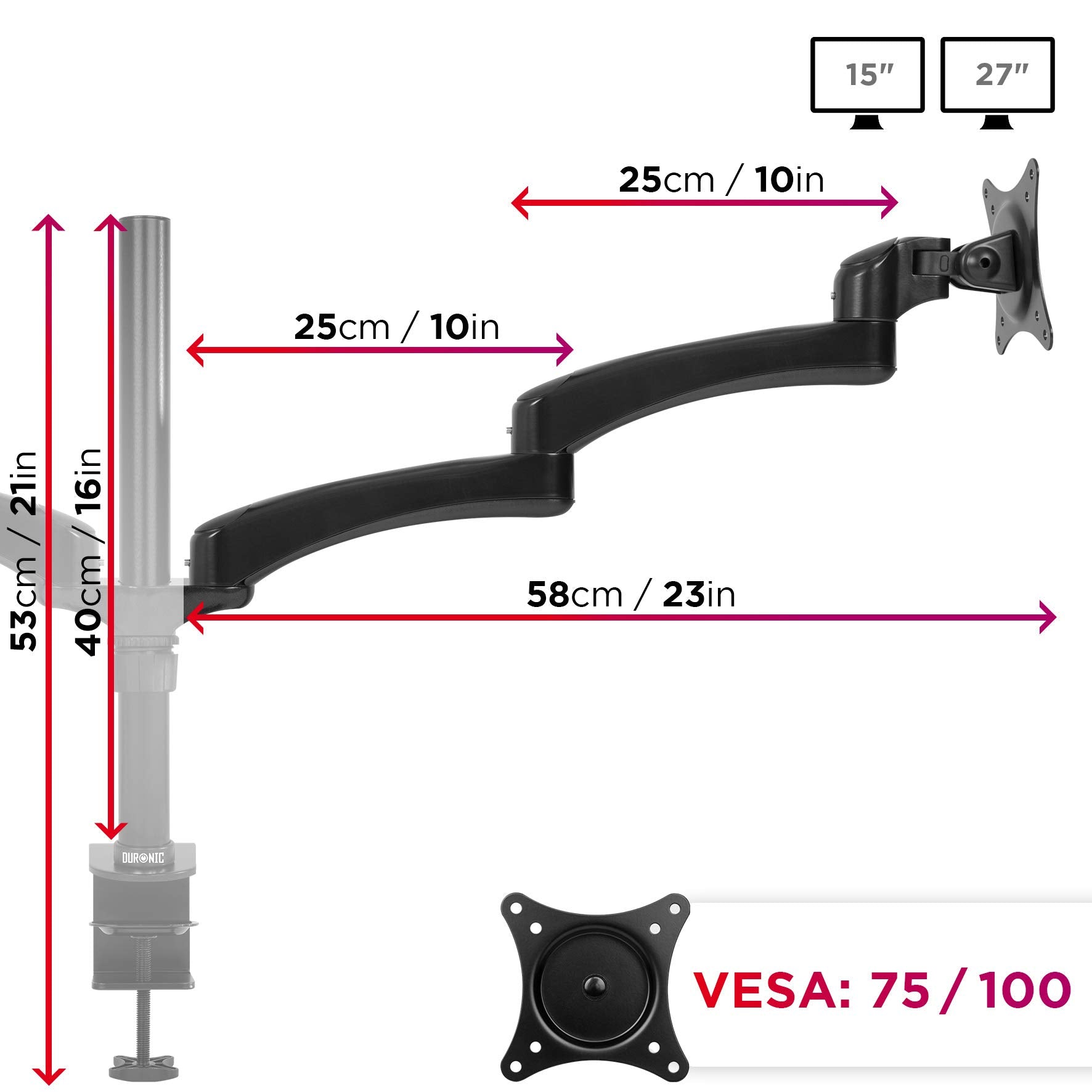 Duronic DM452 BK Brazo para Monitor doble de 13