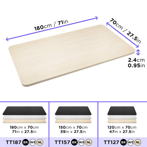 Duronic TT187 NL Tablero para escritorio | Superficie de tabla de 180 cm x 70 cm | Compatible solo con la gama de escritorios Duronic TM para crear estaciones de trabajo ergonómicas | Natural