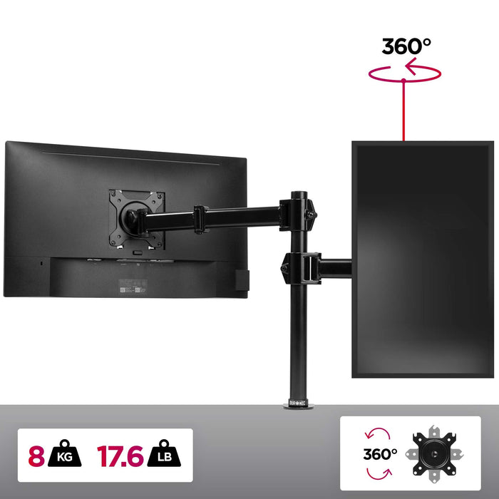 Duronic DM251X3 BK Brazo para Monitor de 13" a 27" de 8Kg máx cada pantalla | Cabezal VESA 75 y 100 Giratorio e Inclinable -90°+ 35°| Altura Ajustable 40cm |Brazo Extensible 33cm | Soporte TV LED LCD