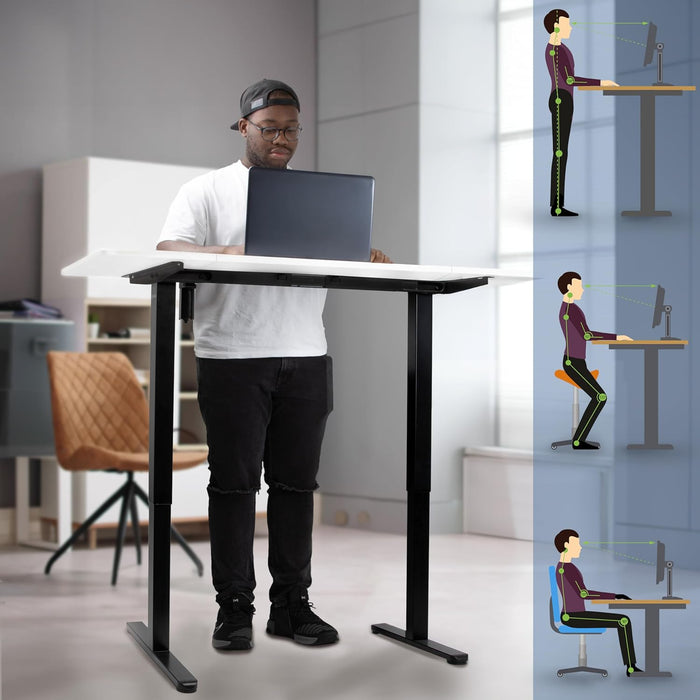 Duronic CD140 BW Escritorio eléctrico Regulable en Altura con Tablero de 140 cm Altura Regulable de 72 a 118 cm Carga máxima de 70 kg Puesto de Trabajo Regulable en Altura para Oficina y teletrabajo