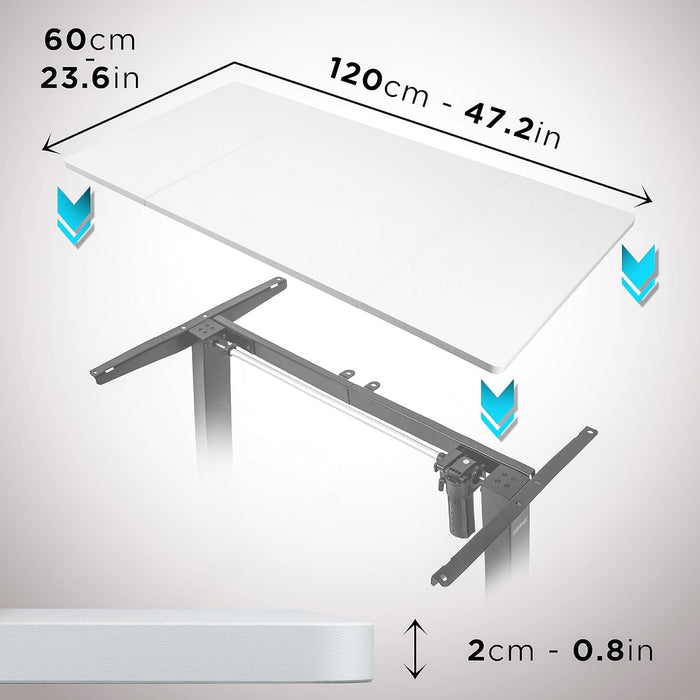 Duronic TT120 WE tablero de escritorio | Medidas 120 x 60 x 1,9 cm | Tablero de mesa para escritorio en casa, home office u oficina | Ideal para puesto de trabajo regulable en altura | Color Blanco