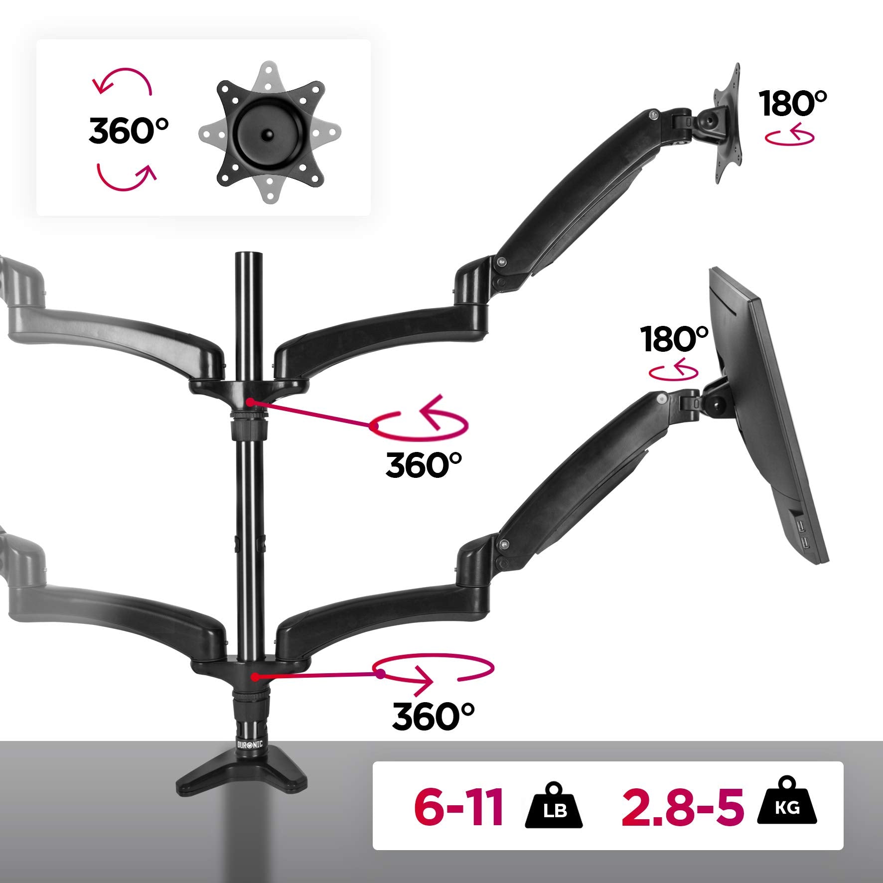 Duronic DM554 Brazo para Monitor para 4 pantallas 15