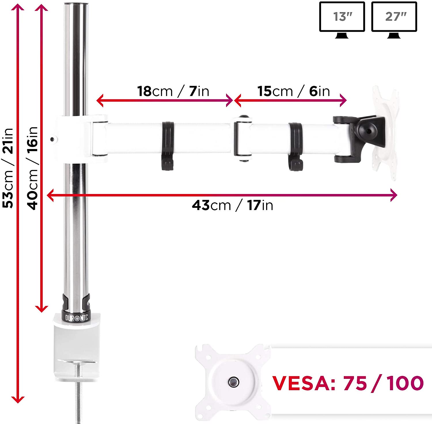 Duronic DM251X3 WE Brazo para Monitor de 13