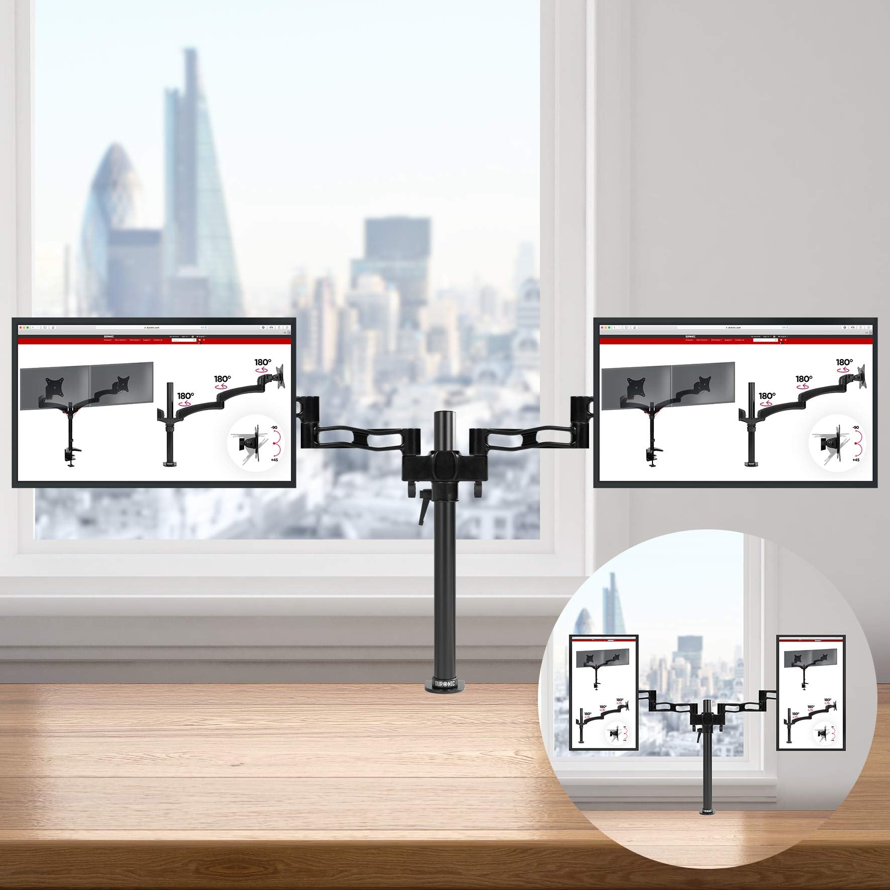 Duronic DM352 BK Brazo para Monitor doble de 13