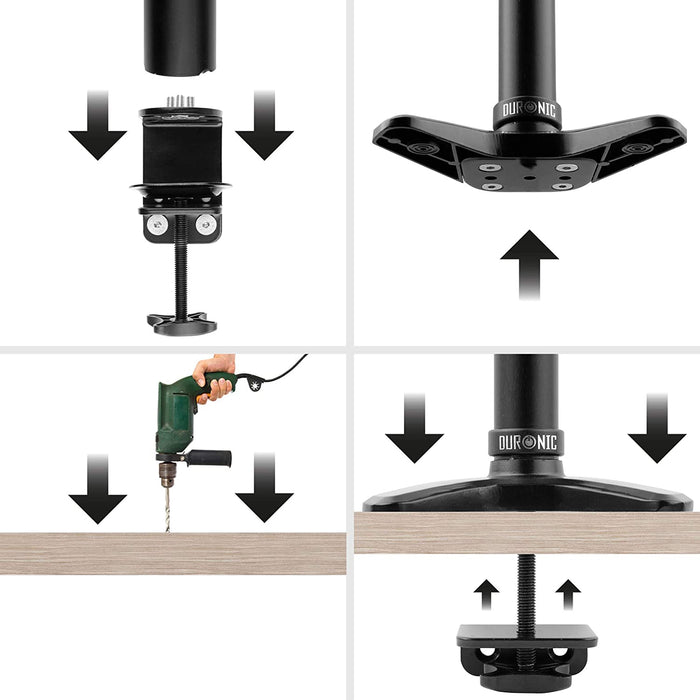 Duronic DM-GR-02 Adaptador para Brazo de Escritorio para Monitor de Las gamas DM45 Excepto DM451 DM55 DM65 Fijación para Escritorio con perforación